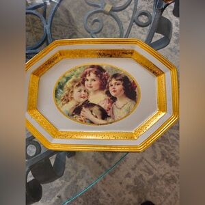 Vintage Gold and Cream Decorative Tray
